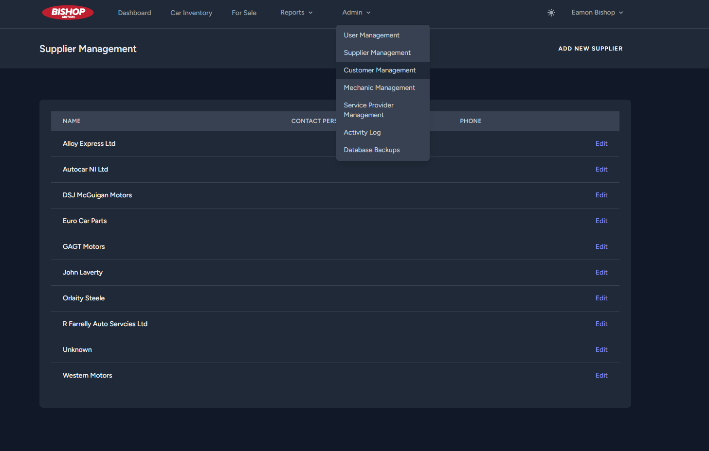 Bishop Sales - Admin & Reports